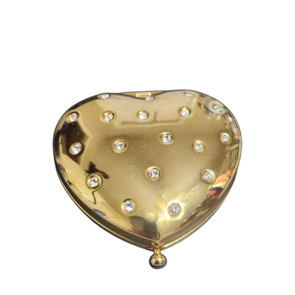 Adrienne Signature Club A Limited Edition Heart Compact Gold‎ Tone Rhinestone